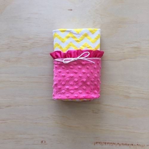 Yellow Chevron | Hot Pink | Minky Baby Blanket Yellow Chevron | Hot Pink | Minky Baby Blanket