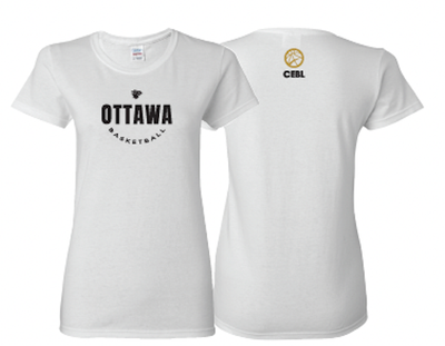 Womens White Ottawa Basketball Tee