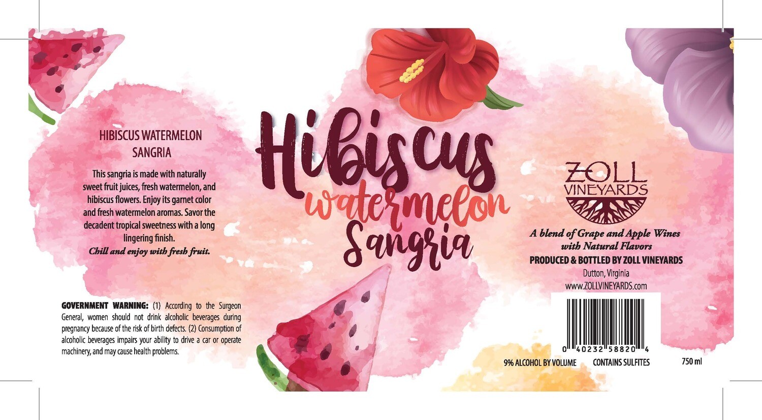 750 ml Hibiscus Watermelon Sangria Bottle 