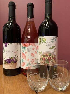 Wine Club Winter RED Selection (Sweet Rose', Petit Verdot, Merlot)