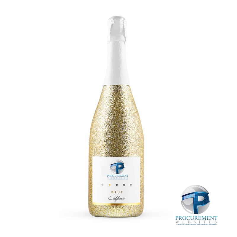 California Celebration Brut Sparkling Wine Gold Glitter with Custom Engraved Box