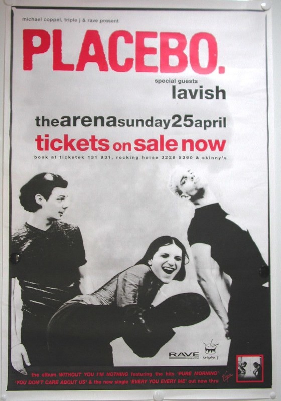 PLACEBO @ The Arena Brisbane 1999 OZ HUGE Gig Poster