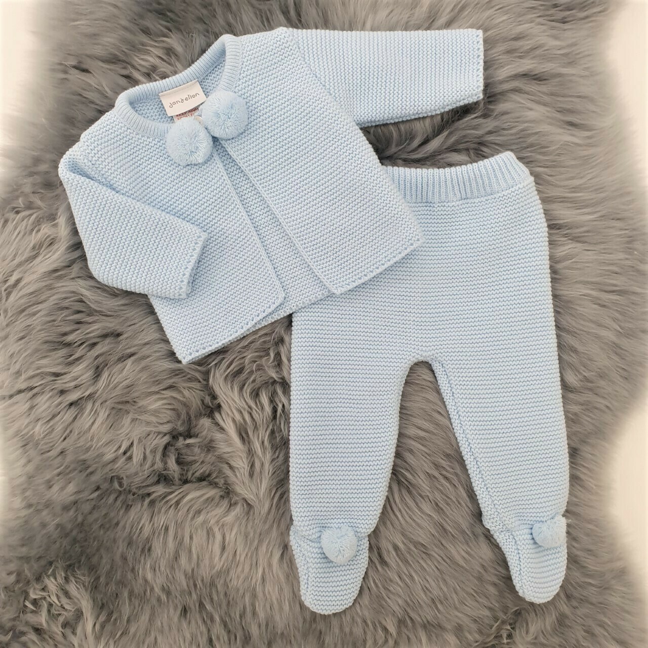 Baby Blue Knitted Two Piece Outfit with 