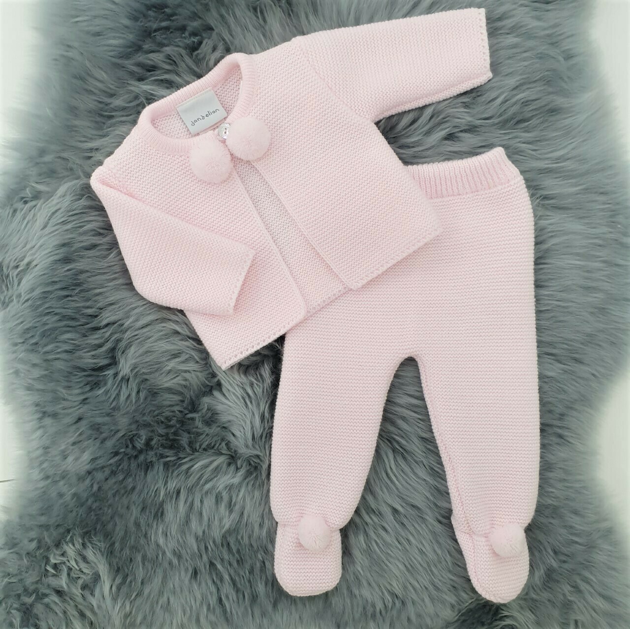 Baby Pink Knitted Two Piece Outfit with 