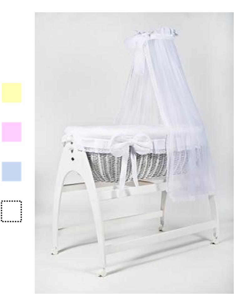 MJ Mark - Large swinging Wicker crib - White wicker