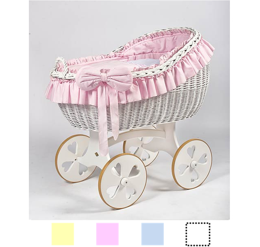 MJ Mark - High back Wicker crib - White