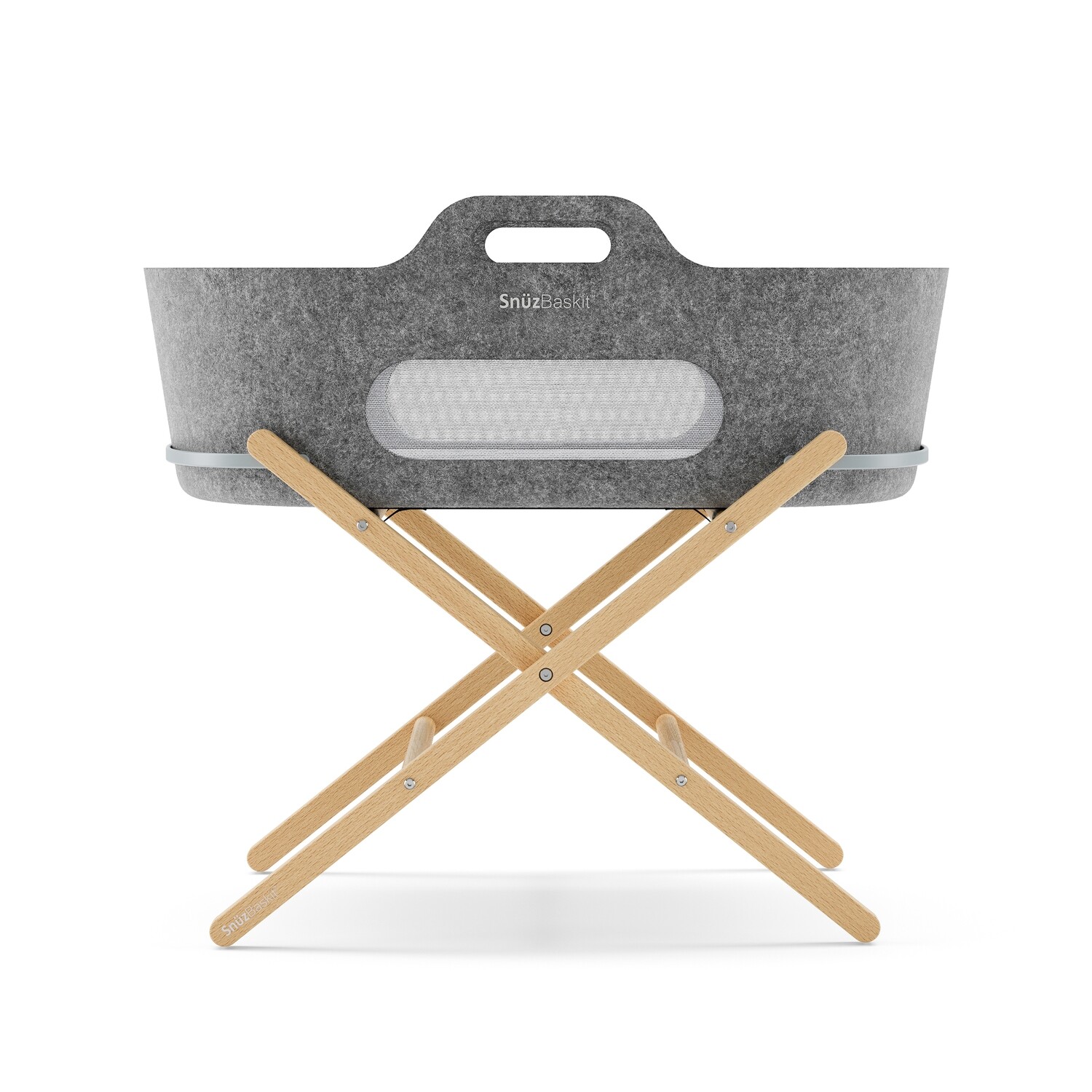 SnuzBaskit Dark Grey Moses Basket &amp; Natural Stand