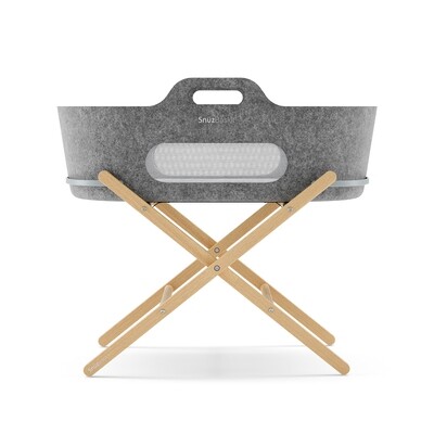 SnuzBaskit Dark Grey Moses Basket &amp; Natural Stand