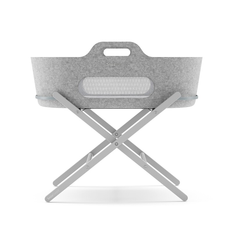 SnuzBaskit Light Grey Moses Basket &amp; Dove Stand