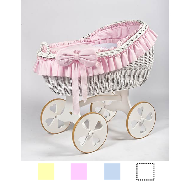 MJ Mark - High back Wicker crib - White