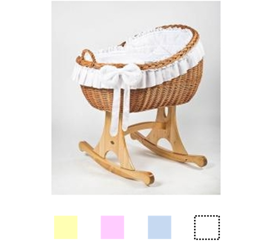 MJ Mark - High back Rocking Wicker crib - Antique