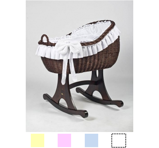 MJ Mark - High back Rocking Wicker crib - Dark Wicker