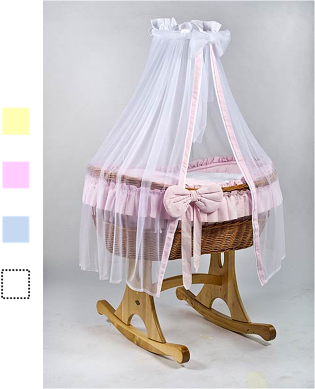 MJ Mark - Rocking Wicker drape crib - Antique