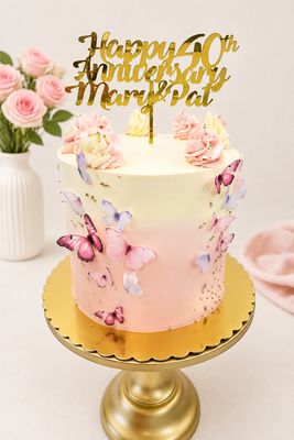 Butterfly birthday cake with delicate butterflies, sprinkles and Swiss meringue buttercream