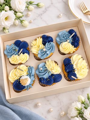 Navy and Cream Designer Cupcakes Navy and Cream Designer Cupcakes