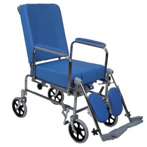 SEDIA COMODA IN ACCIAIO VERNICIATO - CON SCHIENALE RECLINABILE - RUOTE Ø 20 CM