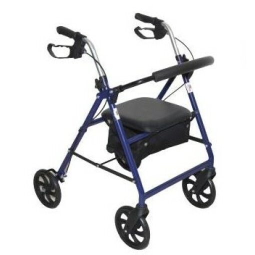 Rollator pieghevole con 4 ruote con sedile e appoggio lombare Rollator pieghevole con 4 ruote con sedile e appoggio lombare