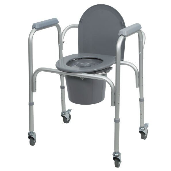 SEDIA 3 IN 1 CON WC-COMODA CON RUOTE REGOLABILE IN ALTEZZA