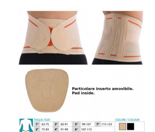 Corsetto lombosacrale semirigido steccato-con pannello imbottito dorsale rimovibile