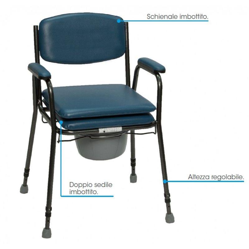 SEDIA COMODA WC - DOPPIO SEDILE - 4 PUNTALI