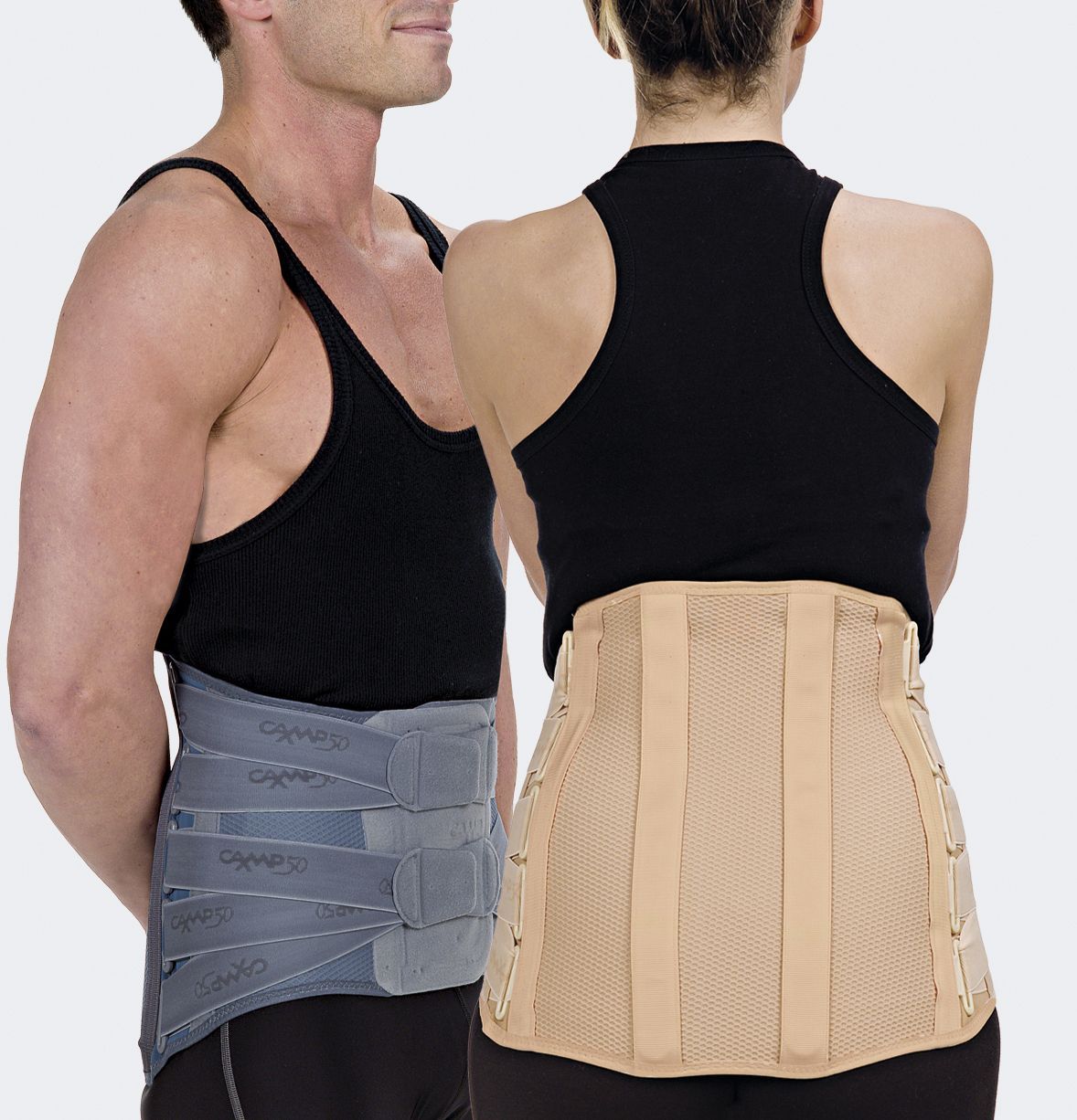 Corsetto lombosacrale con tiranti 2 stecche posteriori altezza 33 cm
