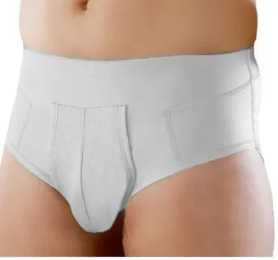 Slip per ernia in cotone colore bianco-azzurro-antracite