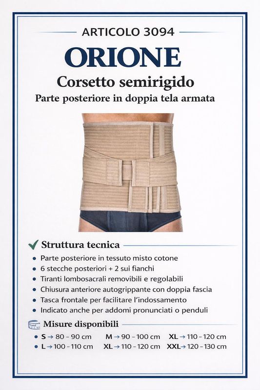 Corsetto in tela armata- semirigido con parte posteriore in doppia tela armata