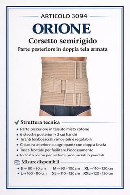 Corsetto in tela armata- semirigido con parte posteriore in doppia tela armata