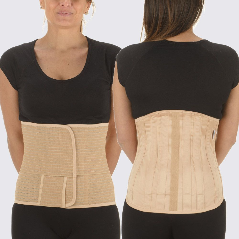 CORSETTO SEMIRIGIDO IN TELA ARMATA CON 4 RINFORZI PARAVERTEBRALI 35 cm