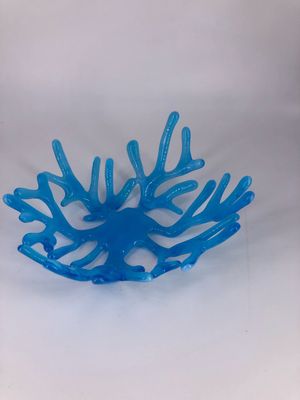 Fused Coral Glass Bowl Aqua Blue