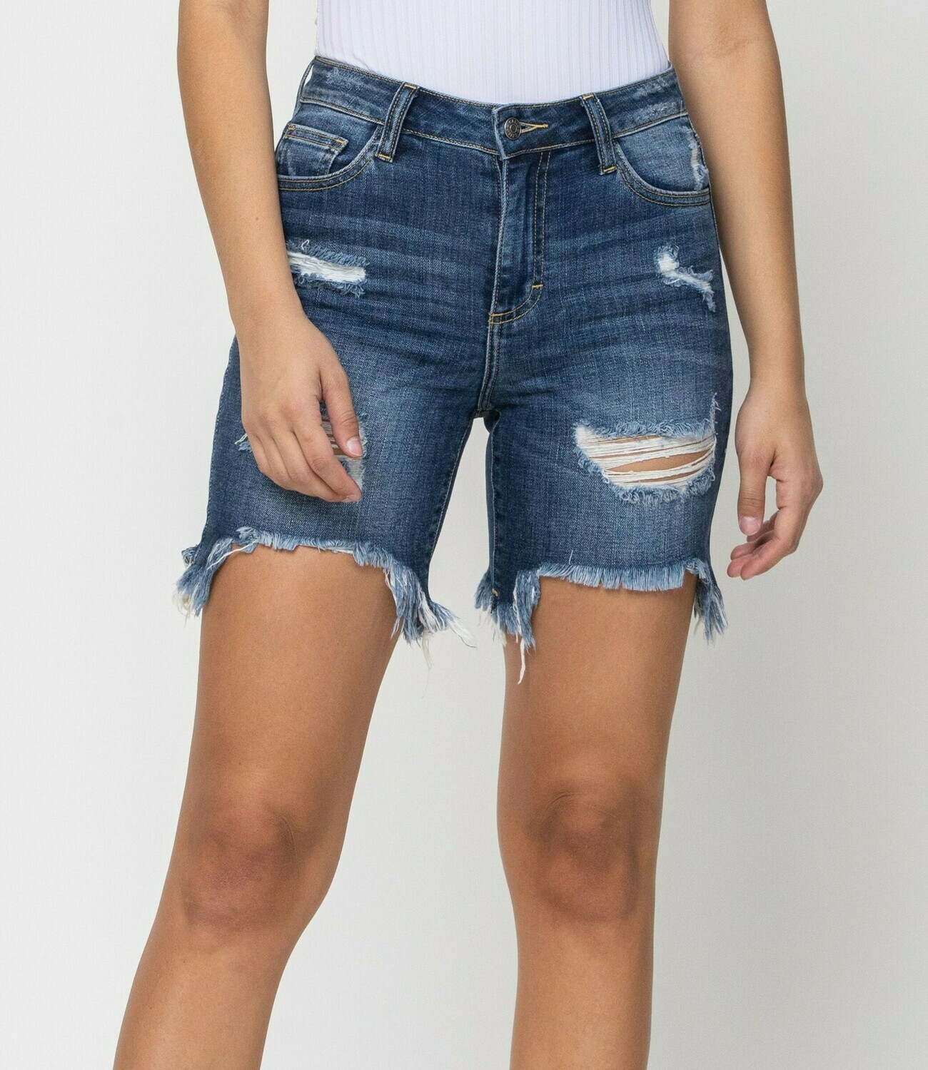 Destroyed Bermuda Frayed Shorts  L to S