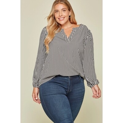 Striped Woven Top 3X to S!!  Lightweight and Classic!!