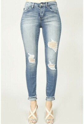 Cuffed Long Distressed KanCan Jean 2X only left!!