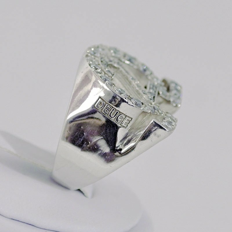 OMEGA SYMBOL RING - Gold with Diamonds on Line Number