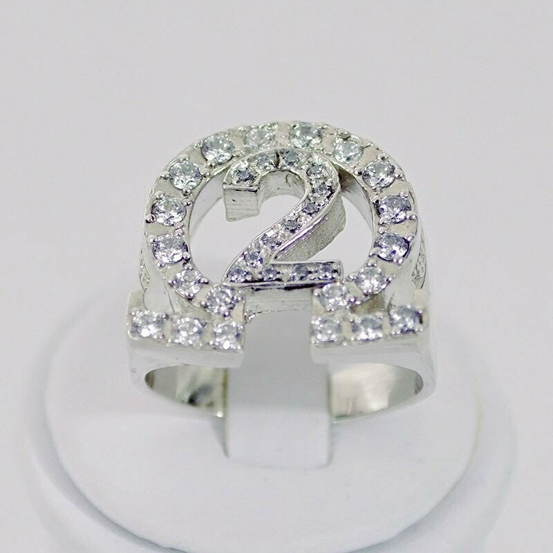 OMEGA SYMBOL RING - Gold with Diamonds on Line Number