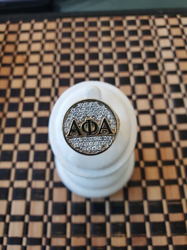ALPHA PHI ALPHA DIAMOND ROUND RING - Silver or Gold Plated