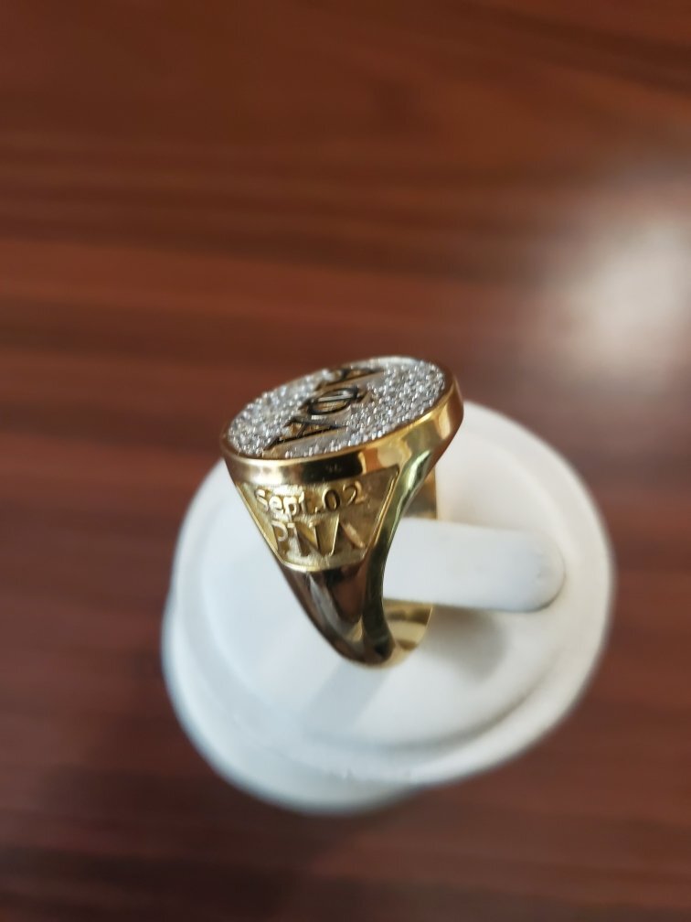 ALPHA PHI ALPHA DIAMOND ROUND RING - Silver or Gold Plated