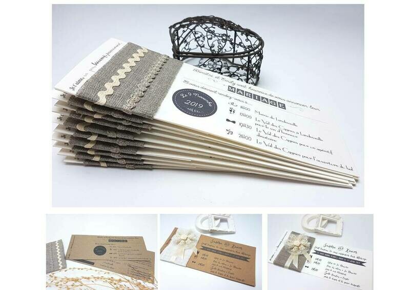 Faire part Bandeau Lin, pour mariage