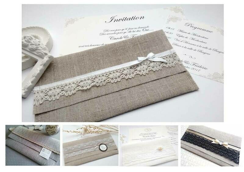 Faire part Enveloppe Lin, pour mariage