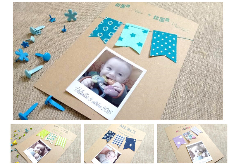 Faire part KRAFT et  guirlande de Fanions