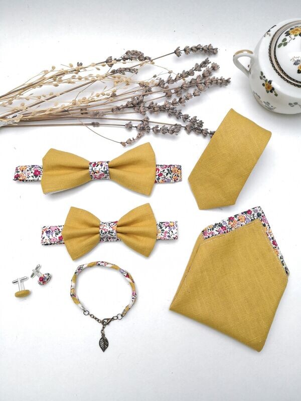 Accessoires en LIN et liberty pour toute la famille , personnalisable et sur mesure pour mariage, baptême, communion