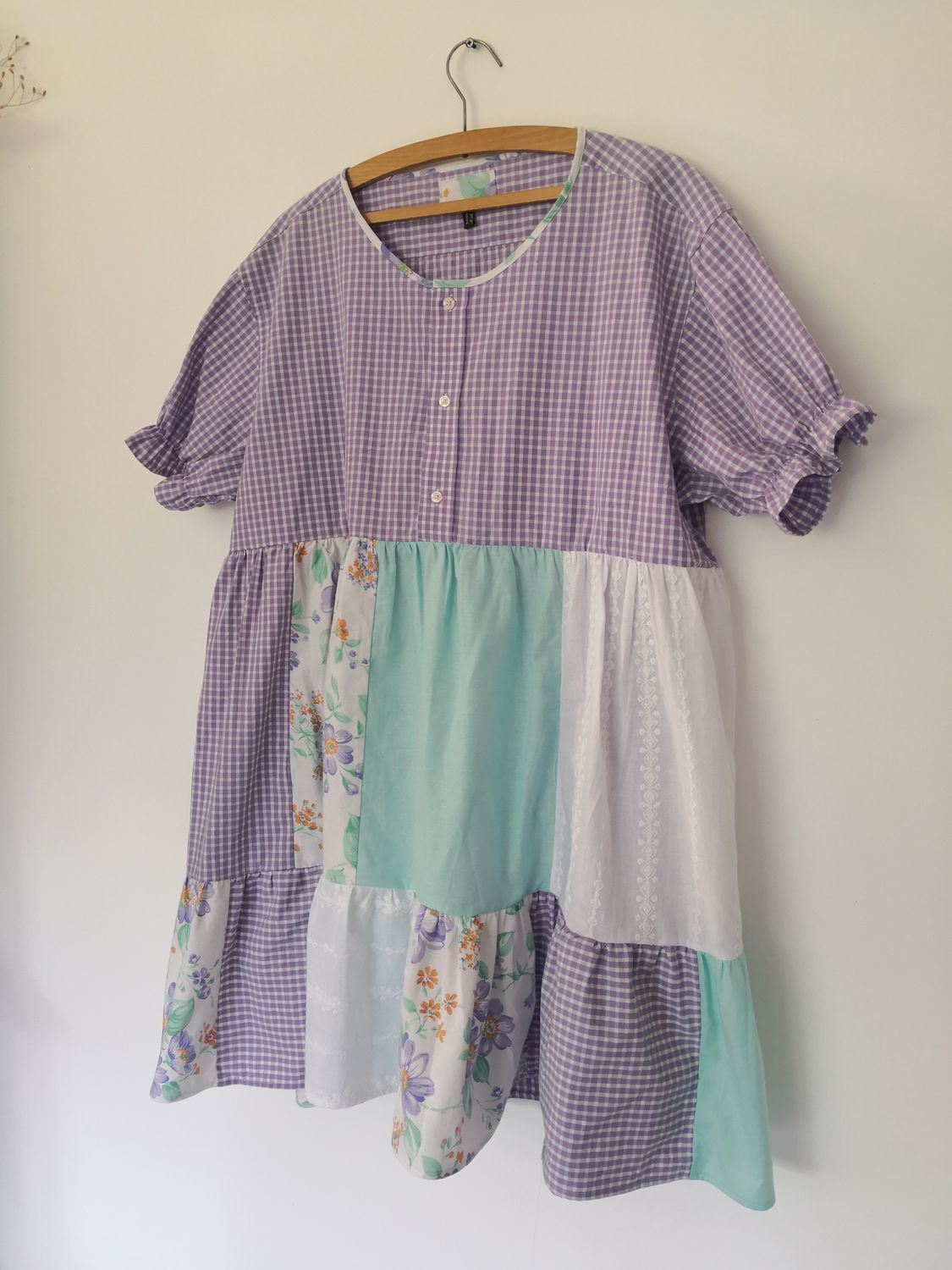 Robe de plage patchwork violet et vert taille unique