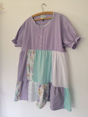 Robe de plage patchwork violet et vert taille unique