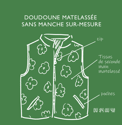 Doudoune zippée  sans manche SUR MESURE