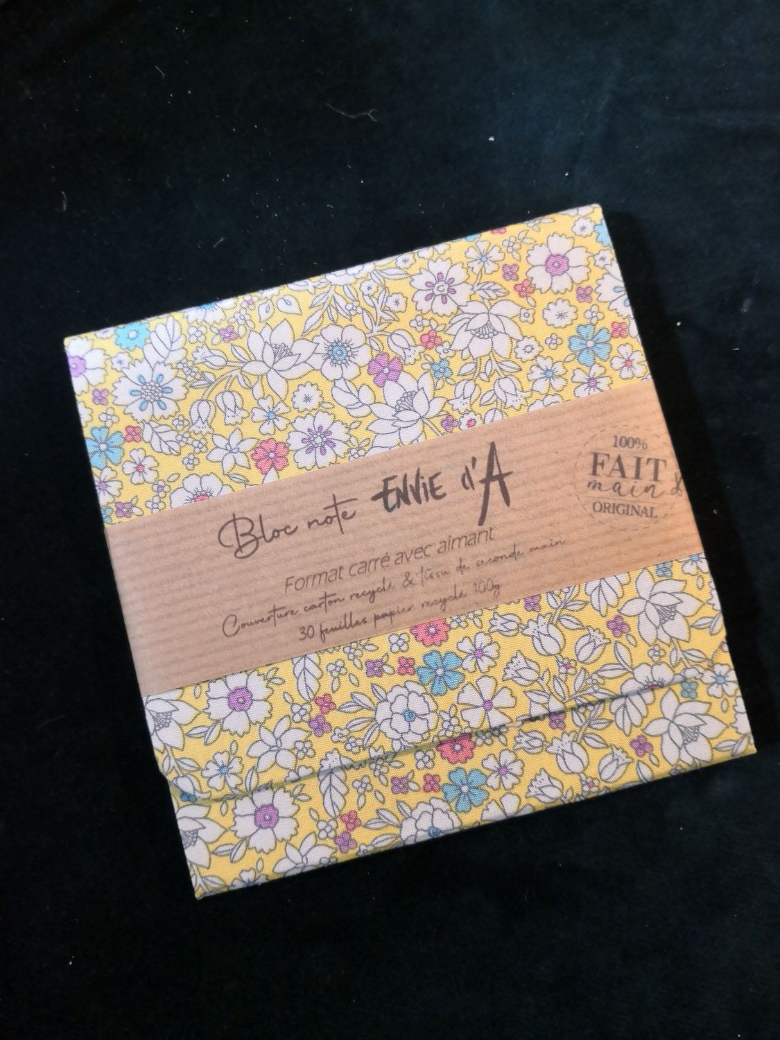 Bloc note carré fleurs jaunes
