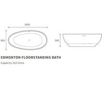 Edmonton Freestanding 1800x900x580mm Bath