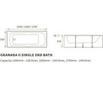Granada II Single End Twin Grip Textured Base 8mm 1700x700 0TH Bath