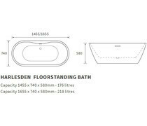 Harlesden Freestanding 1455x740x580mm Bath - White