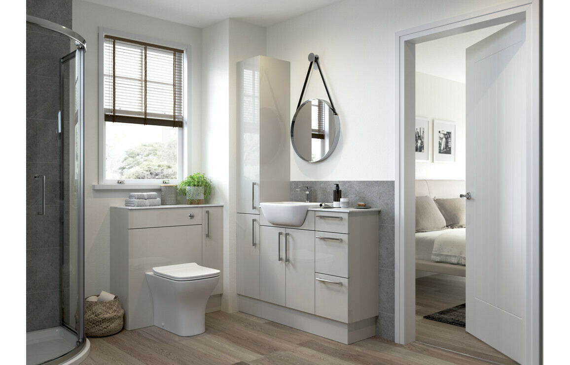 Alba 500mm Mirrored Unit - Light Grey Gloss