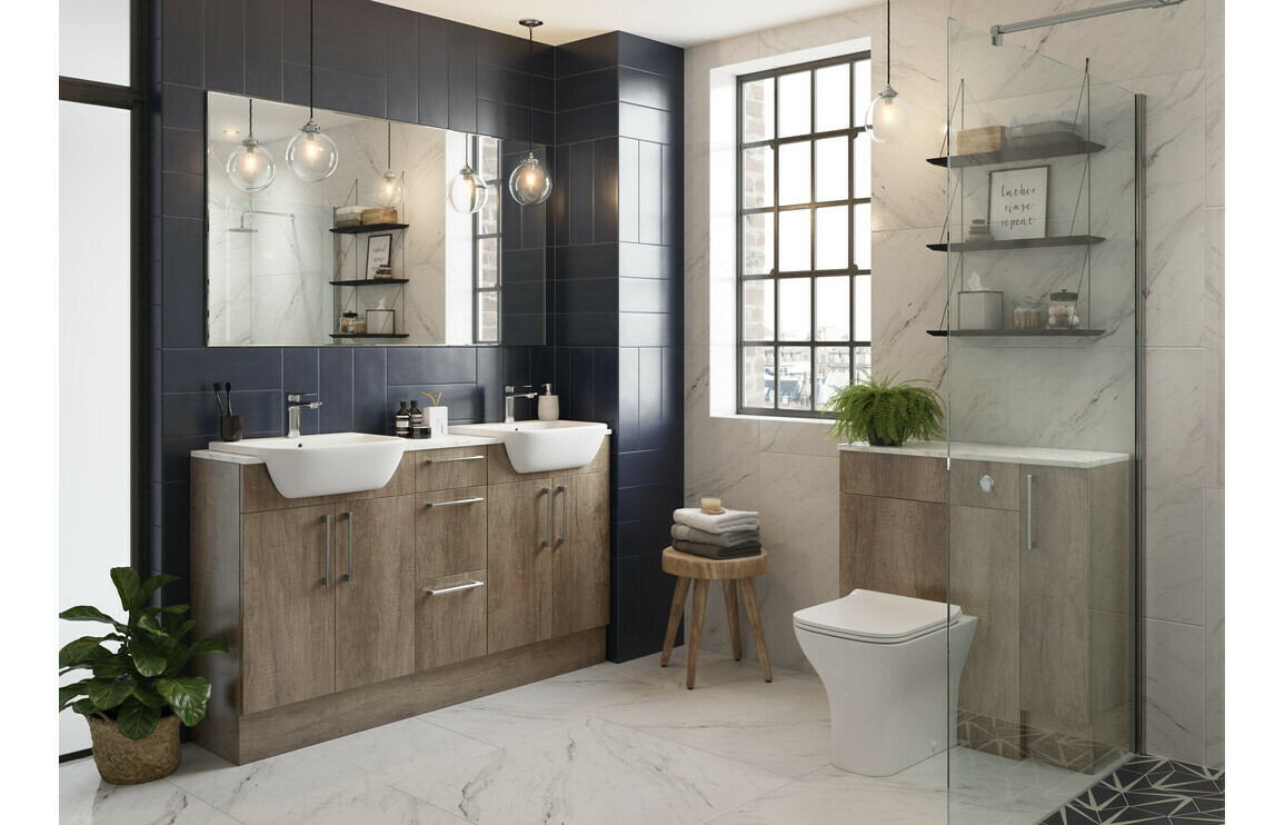 Alba 500mm Slim Vanity Unit - Grey Nebraska Oak